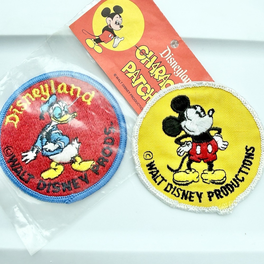 Vintage Walt Disney Productions Cloth Patch Embroidered Sew-on Donald Mickey Set